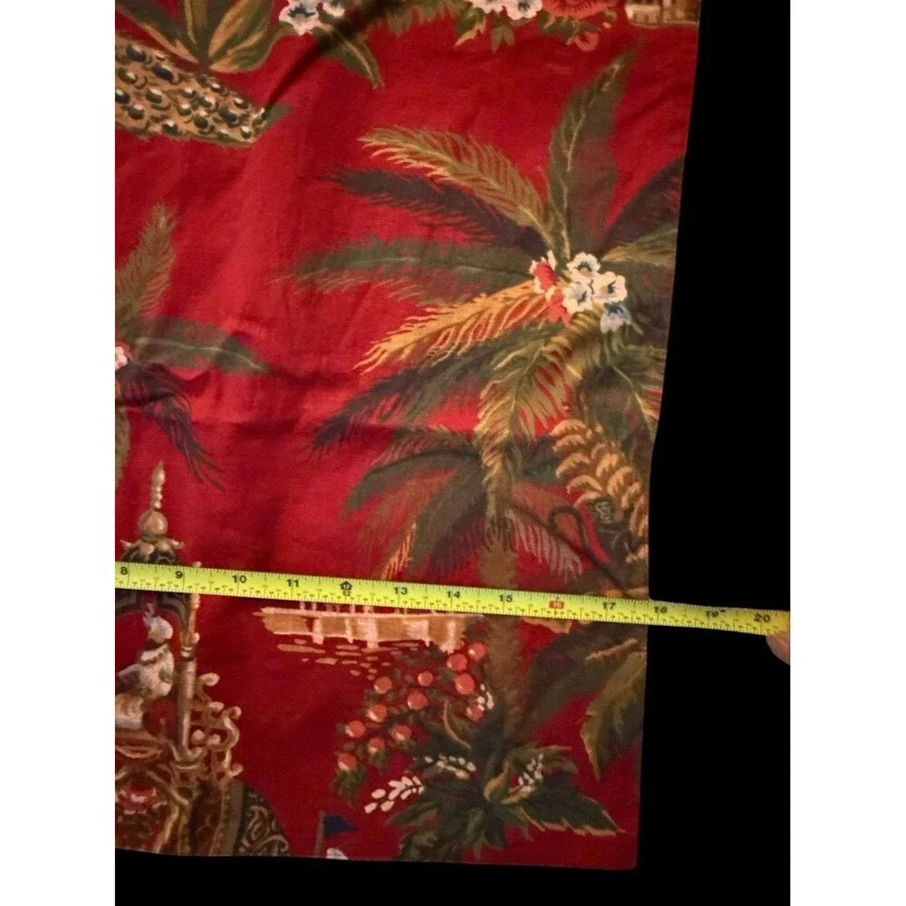 Pottery Barn Red Chinoiserie Elephant/Camel Palm Trees 2 Sided Table Runner